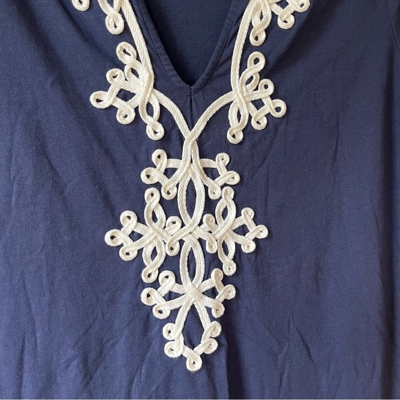 Lilly Pulitzer Navy blue tunic dress small Pima cotton 3/4 sleeve embroidered - Picture 9 of 11
